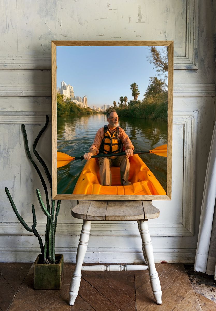 Kayak City River Photography Poster. room preview