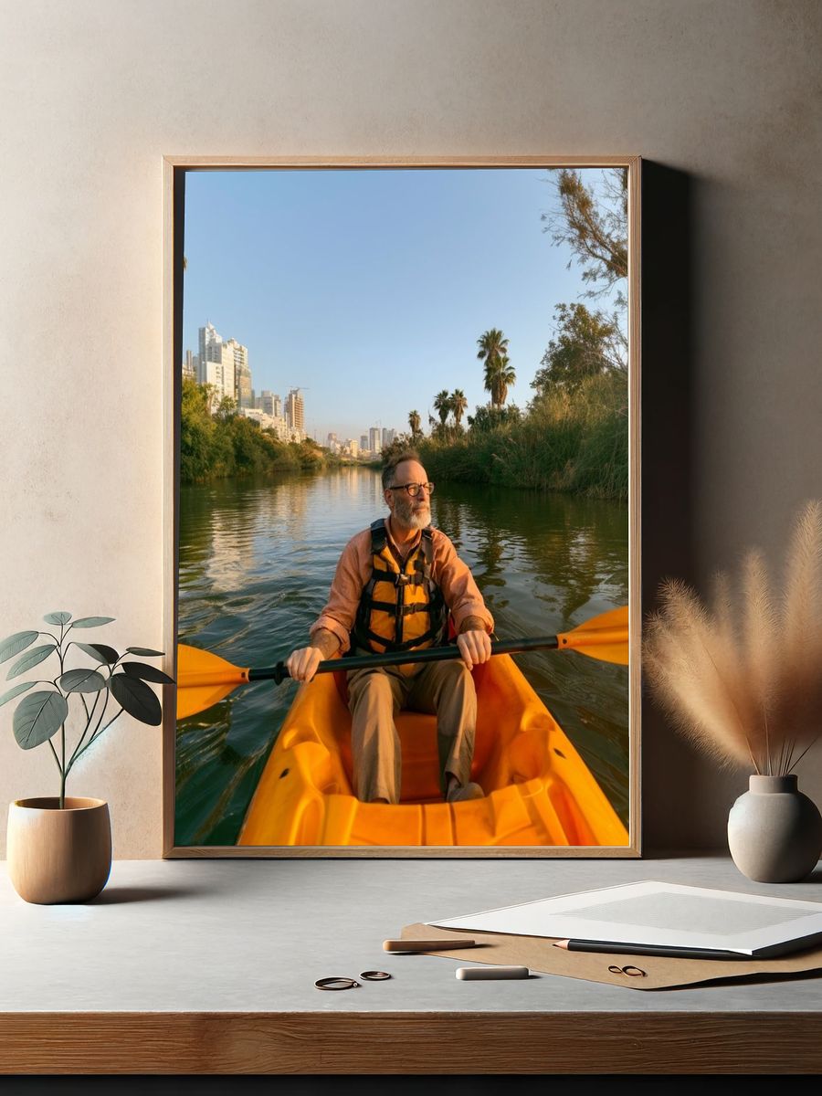 Kayak City River Photography Poster. — room view 2