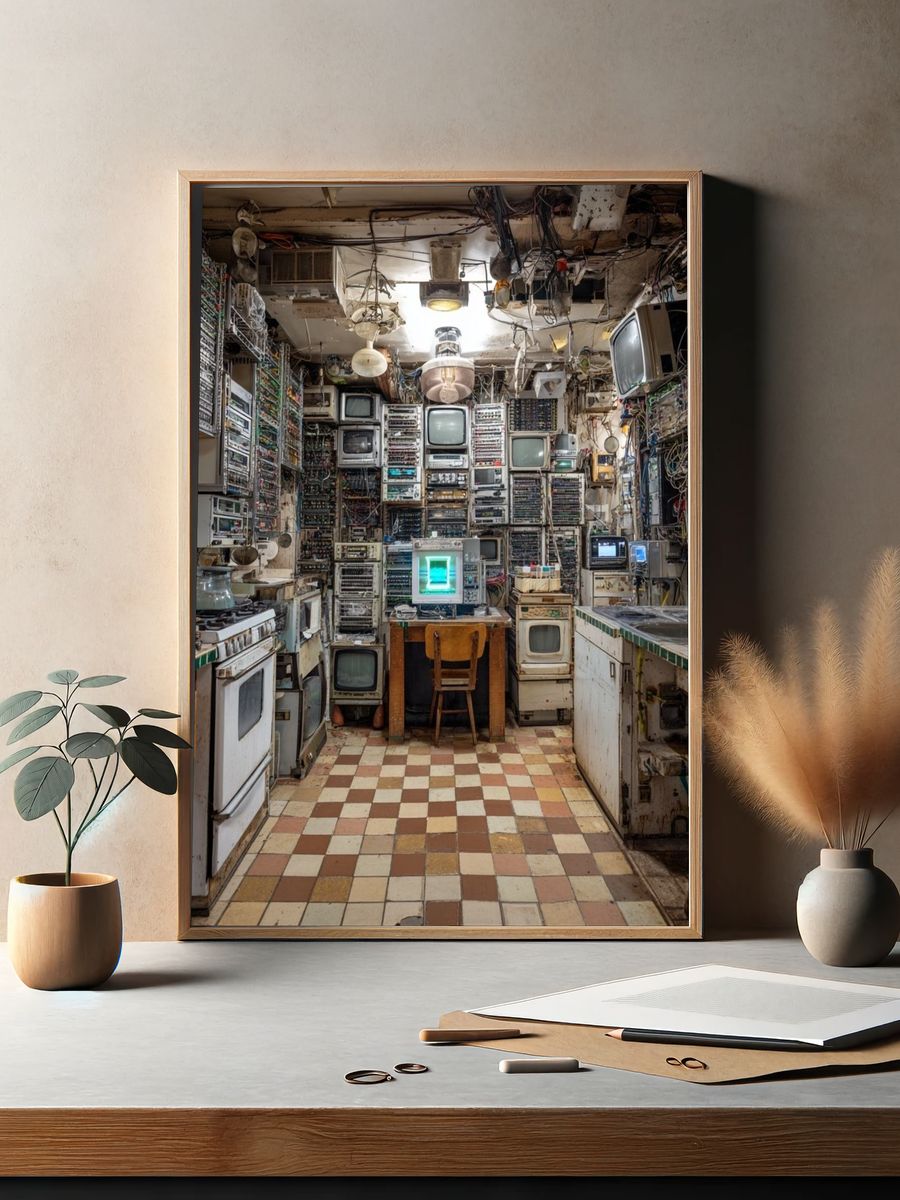 Retro Electronics Workshop Poster. — room view 2