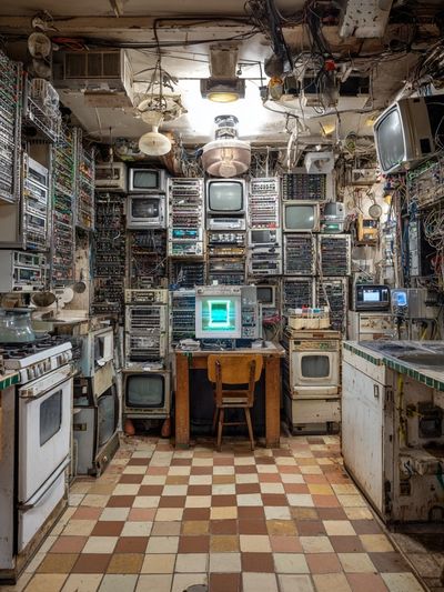 Retro Electronics Workshop Poster. poster print