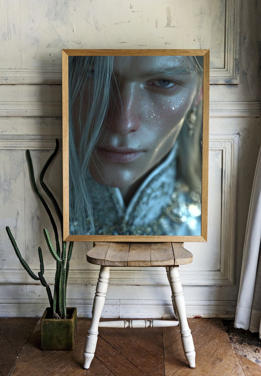 Ethereal Silver Portrait Print. — room view 1