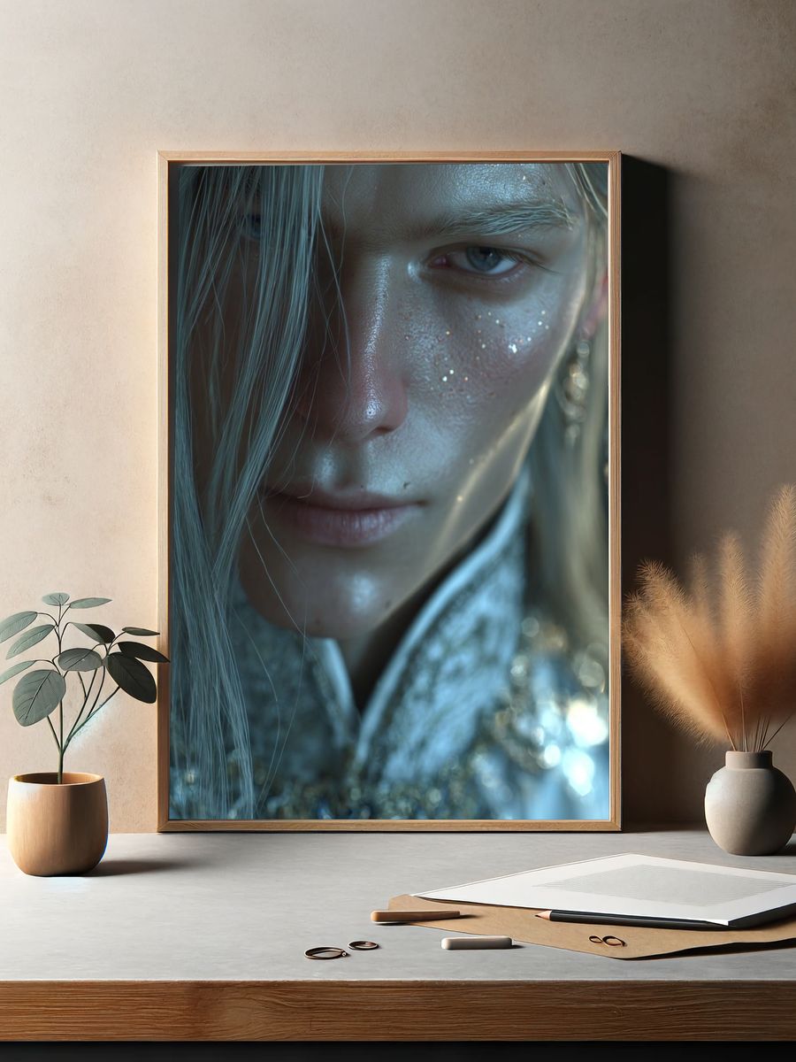 Ethereal Silver Portrait Print. — room view 2