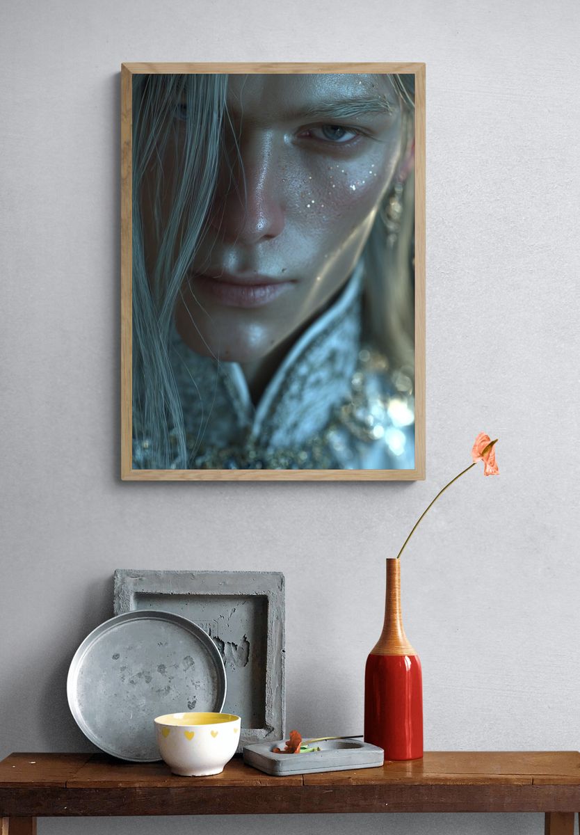 Ethereal Silver Portrait Print. — room view 3
