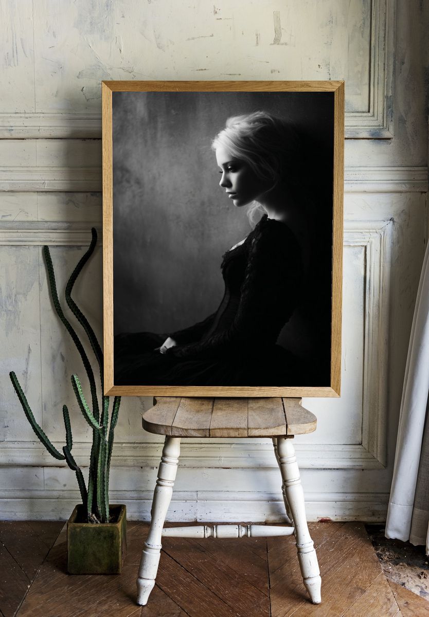 Moody Monochrome Portrait Print. — room view 1
