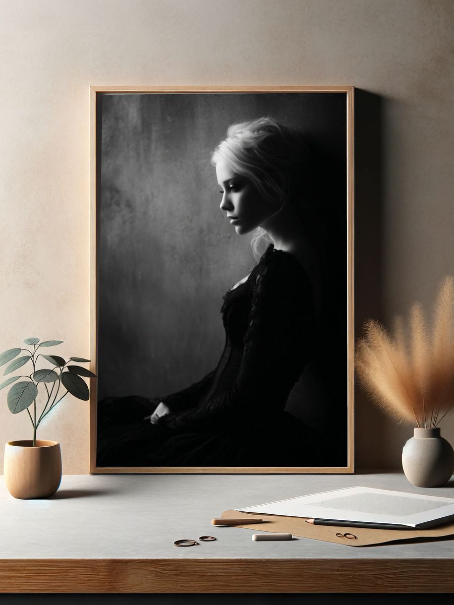 Moody Monochrome Portrait Print. — room view 2