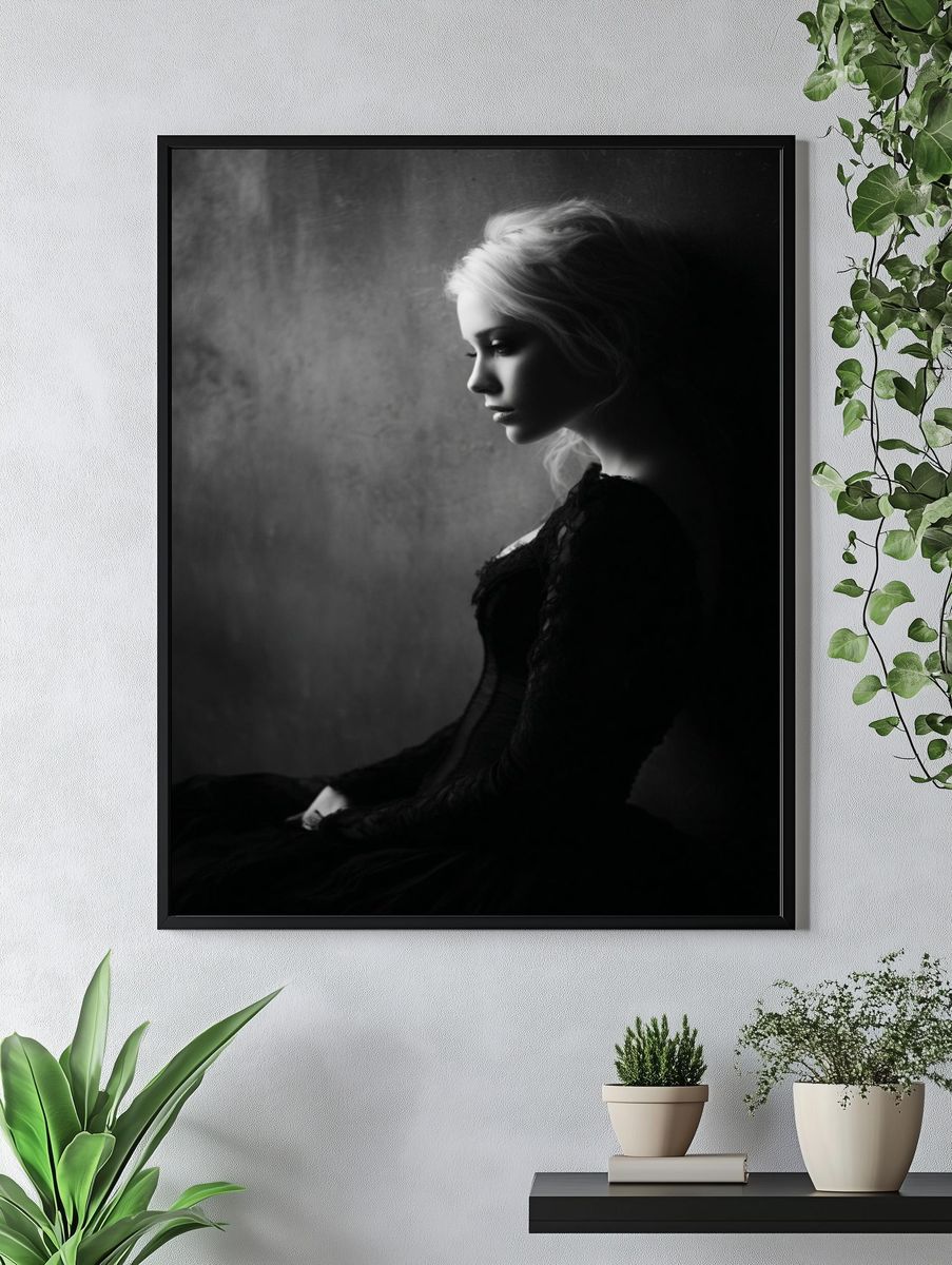 Moody Monochrome Portrait Print. — room view 4