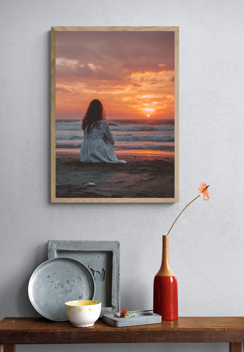 Sunset Beach Solitude Photography Poster. — room view 3