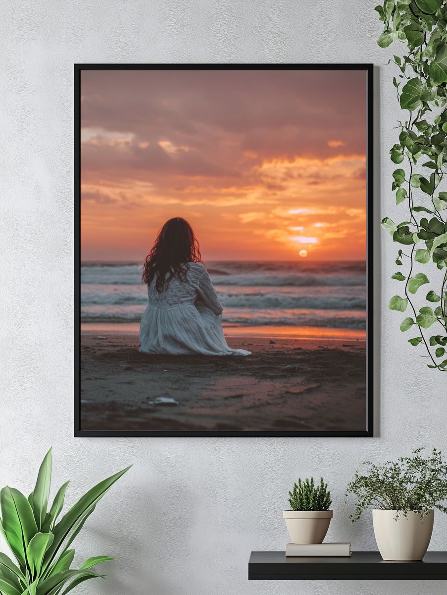 Sunset Beach Solitude Photography Poster. — room view 4
