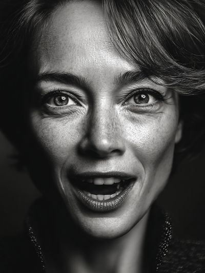 Expressive Woman Portrait Black-White Poster. poster print