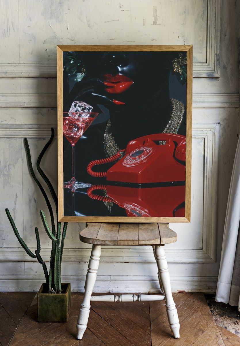 Red Telephone Still Life Poster. — room view 1