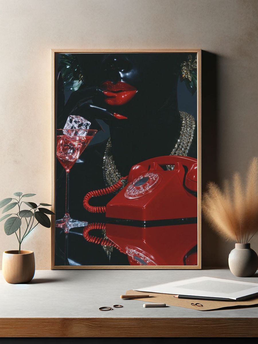 Red Telephone Still Life Poster. — room view 2