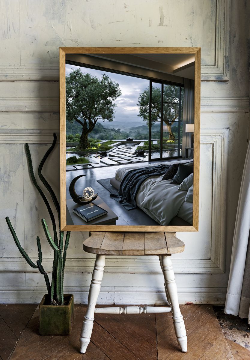 Zen Bedroom Retreat Photography Poster. — room view 1