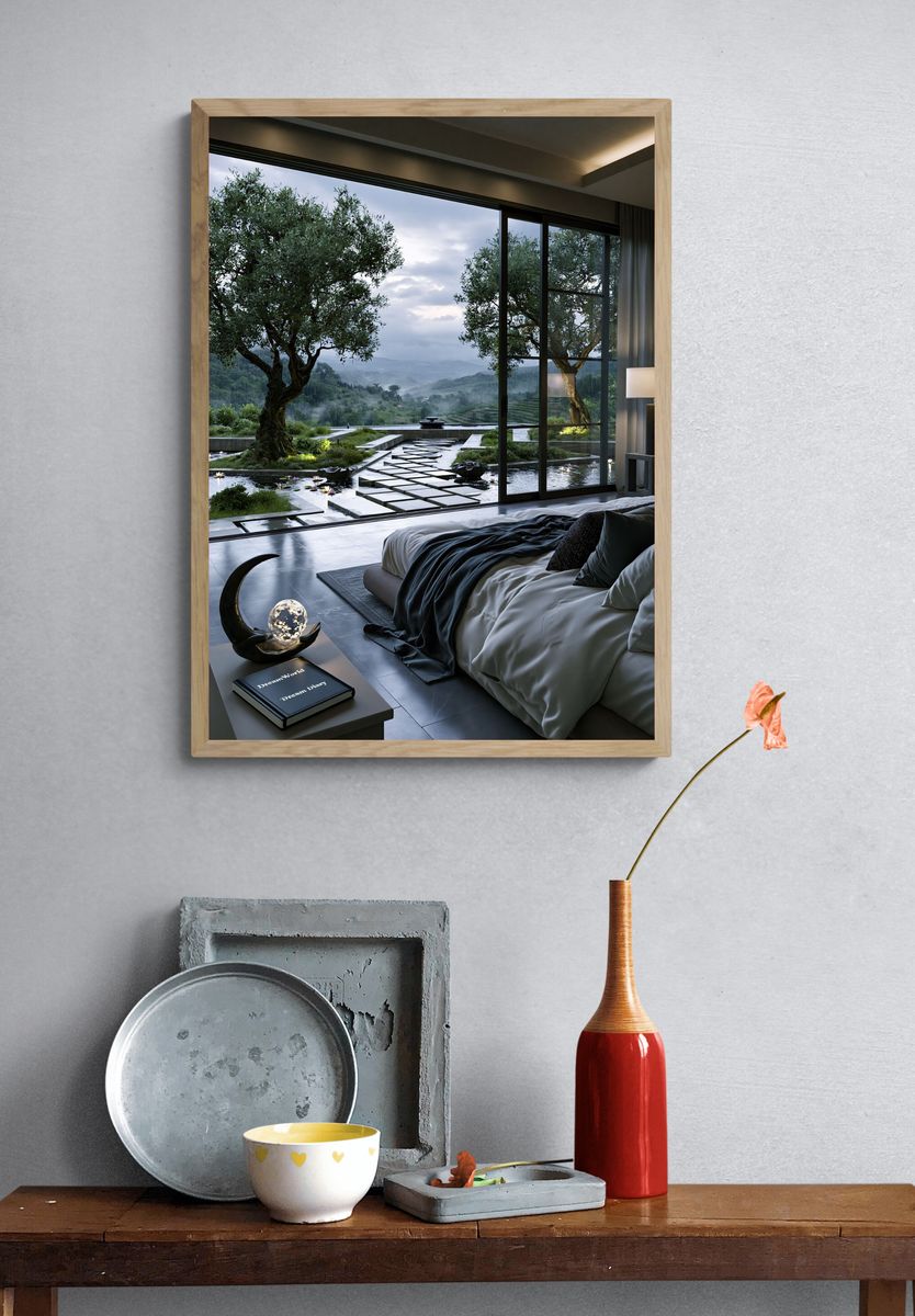 Zen Bedroom Retreat Photography Poster. — room view 3