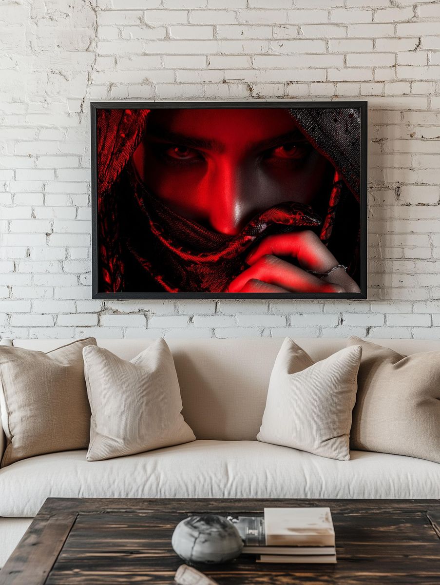 Crimson Serpent Portrait Print. — room view 1