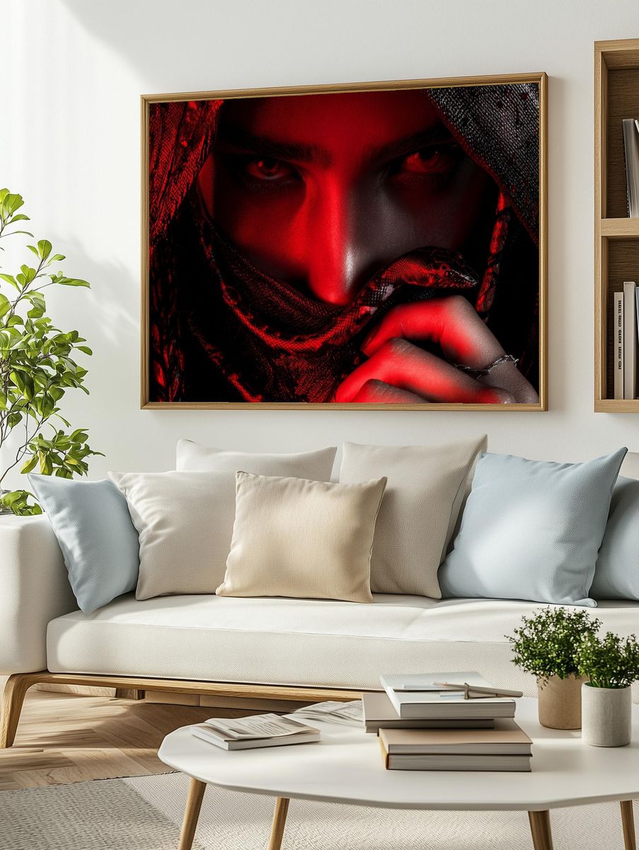 Crimson Serpent Portrait Print. — room view 2