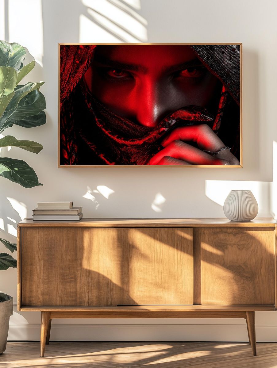 Crimson Serpent Portrait Print. — room view 3