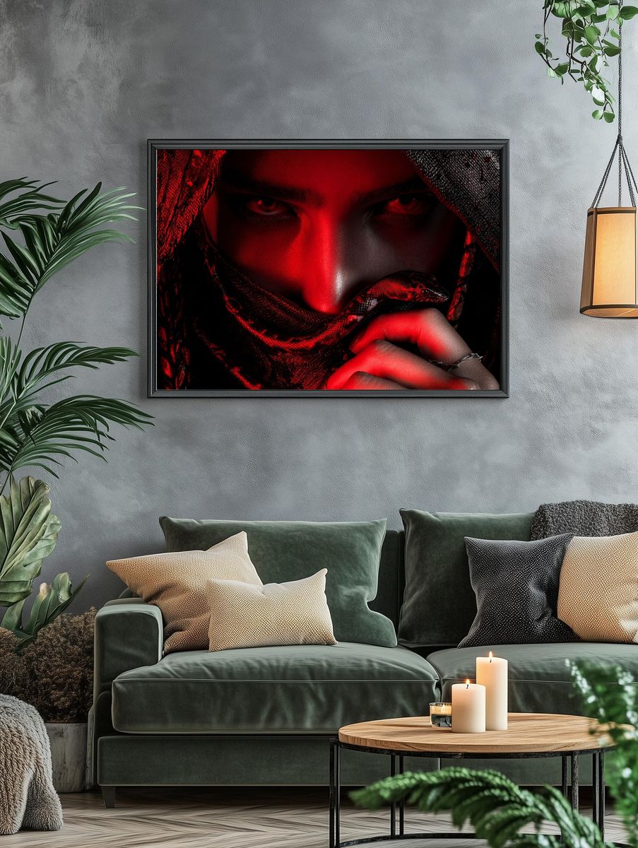 Crimson Serpent Portrait Print. — room view 4