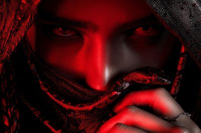 Crimson Serpent Portrait Print. poster