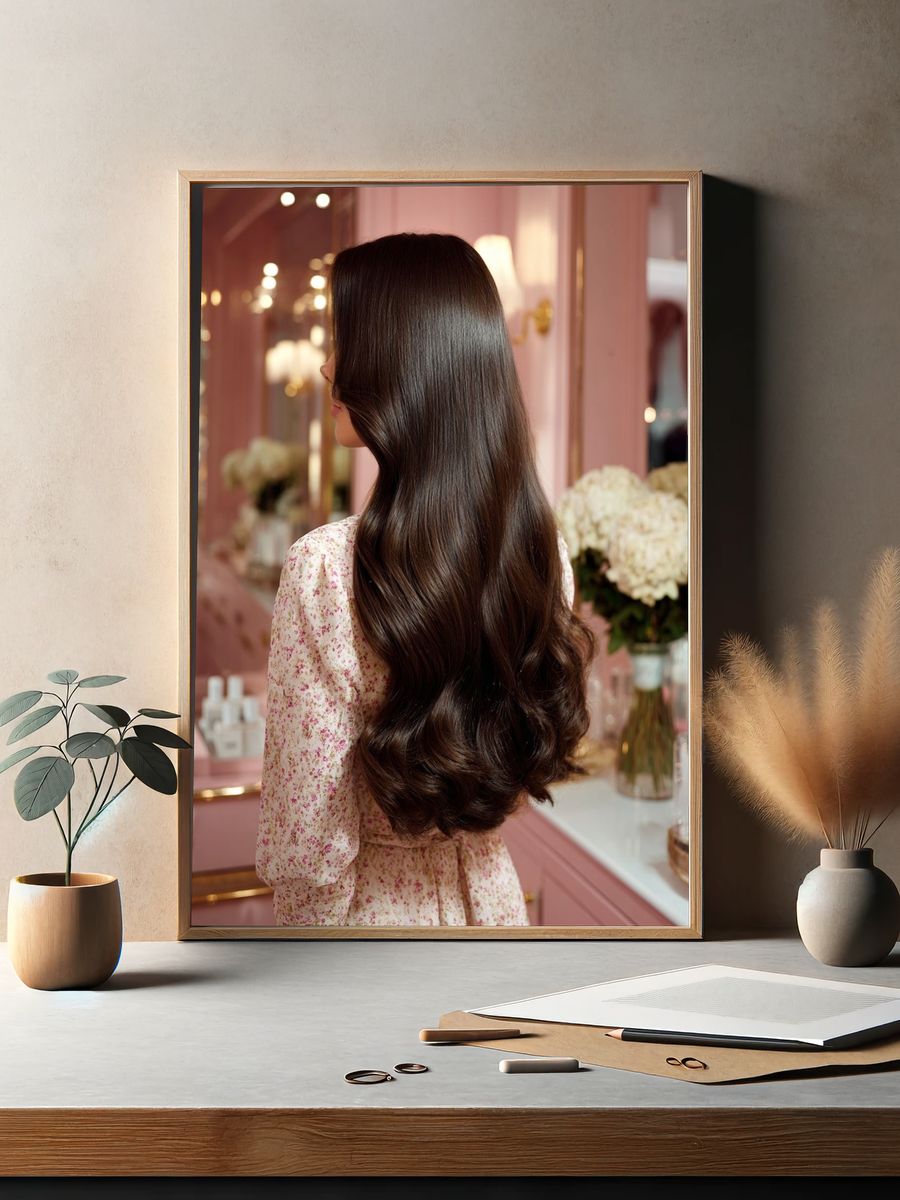 Glossy Brunette Portrait Photography Poster. — room view 2