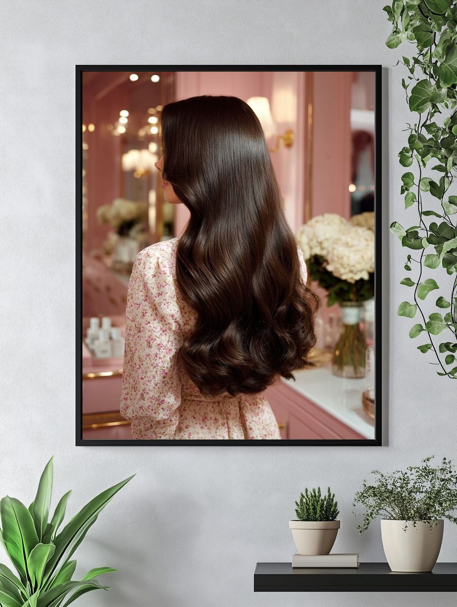 Glossy Brunette Portrait Photography Poster. — room view 4