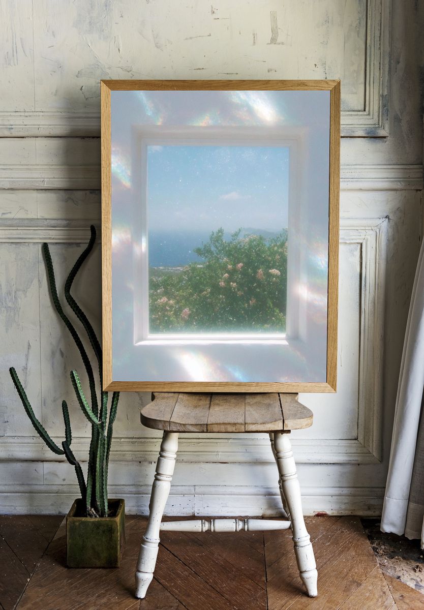 Dreamy Coastal Window Poster. — room view 1