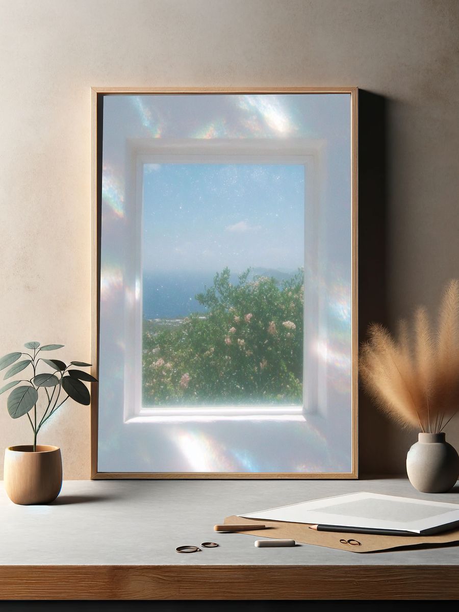 Dreamy Coastal Window Poster. — room view 2