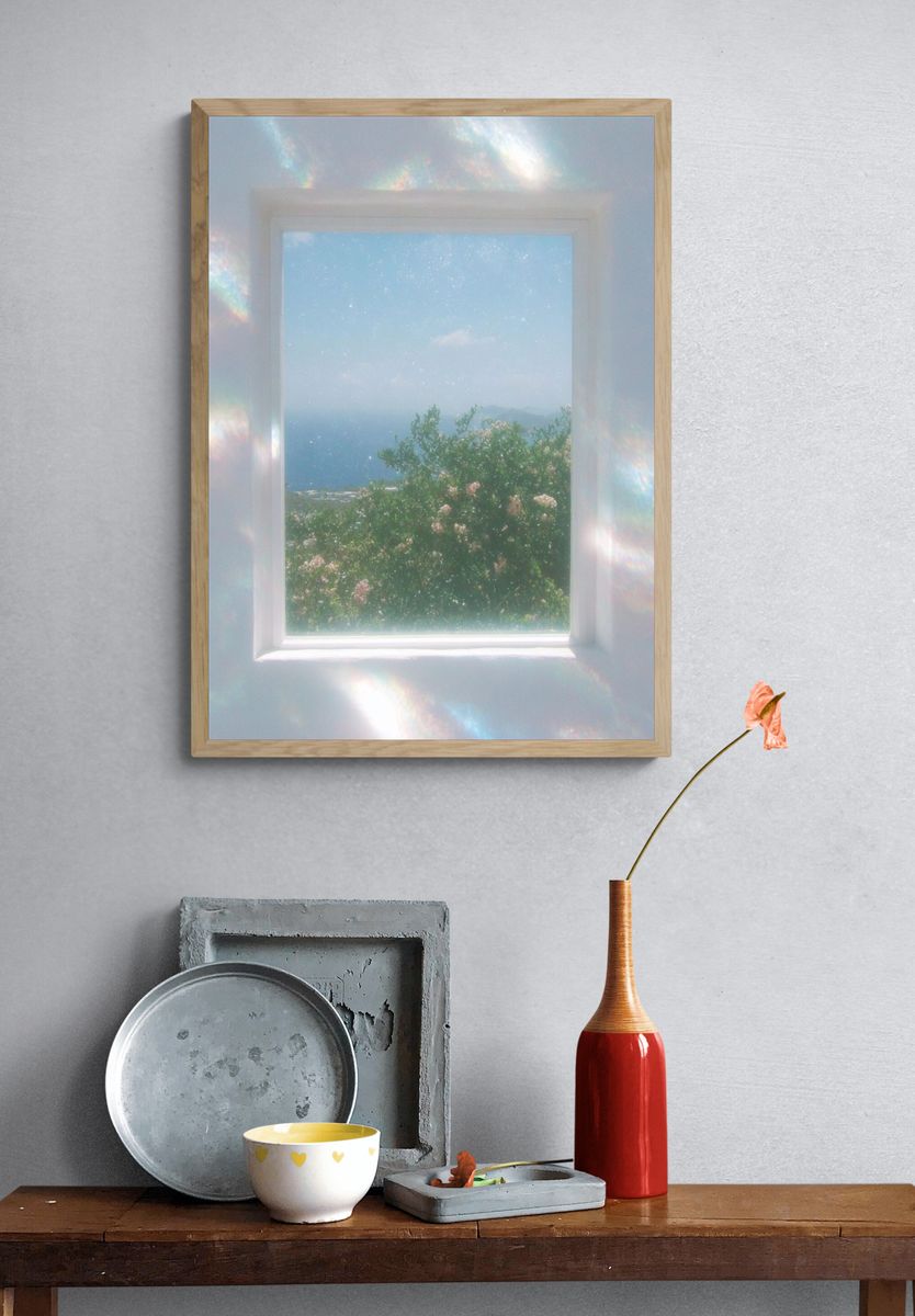 Dreamy Coastal Window Poster. — room view 3