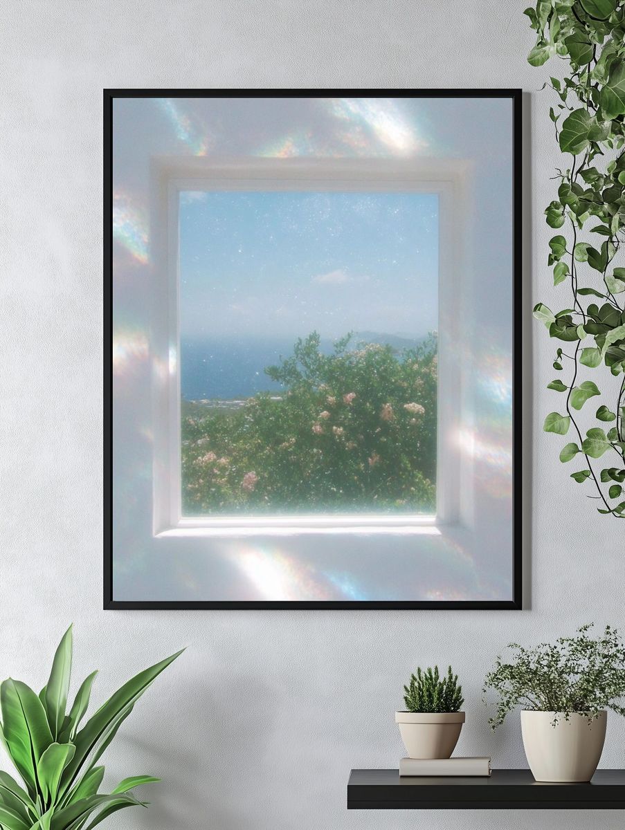 Dreamy Coastal Window Poster. — room view 4