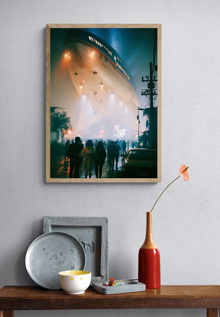 Foggy Street Ship Poster. — room view 3