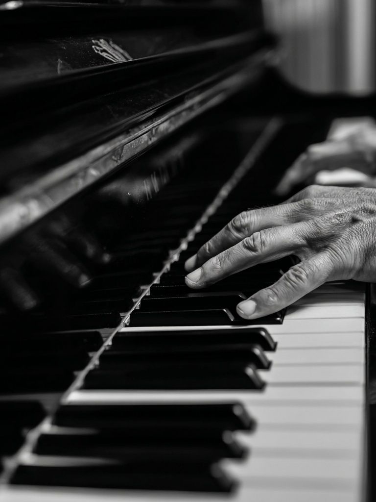 Piano Hands — Black-White Print. poster — photography art