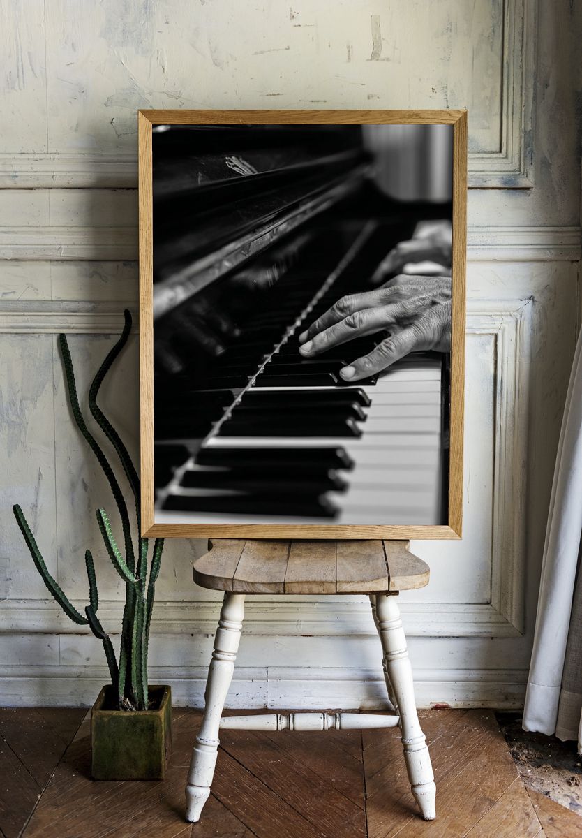 Piano Hands — Black-White Print. — room view 1