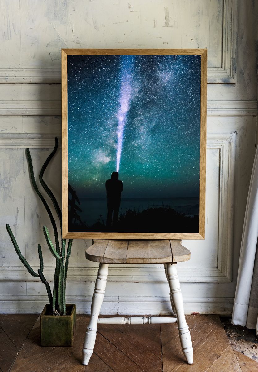 Stargazer Night Sky Photography Poster. — room view 1