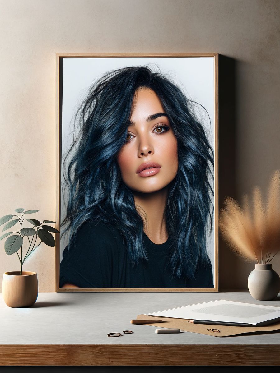 Blue-Haired Portrait Photography Poster. — room view 2