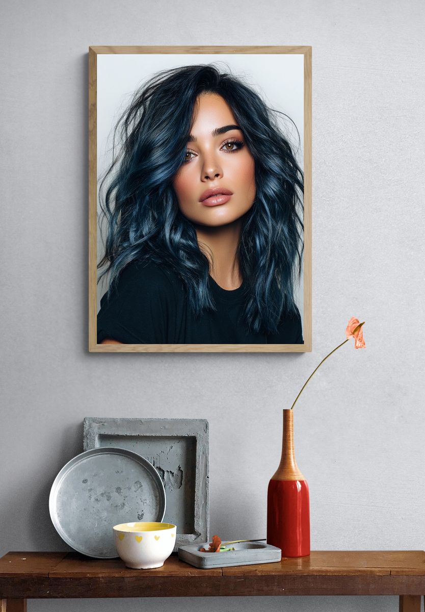 Blue-Haired Portrait Photography Poster. — room view 3