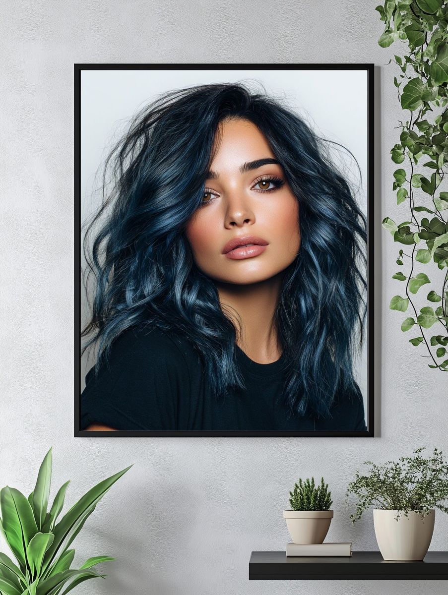 Blue-Haired Portrait Photography Poster. — room view 4