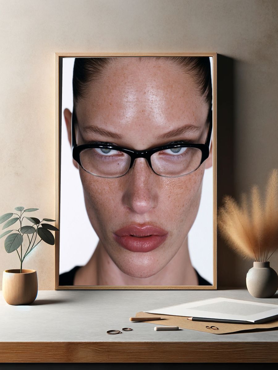 Intense Glasses Portrait Print. — room view 2
