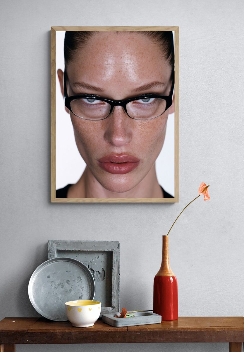 Intense Glasses Portrait Print. — room view 3