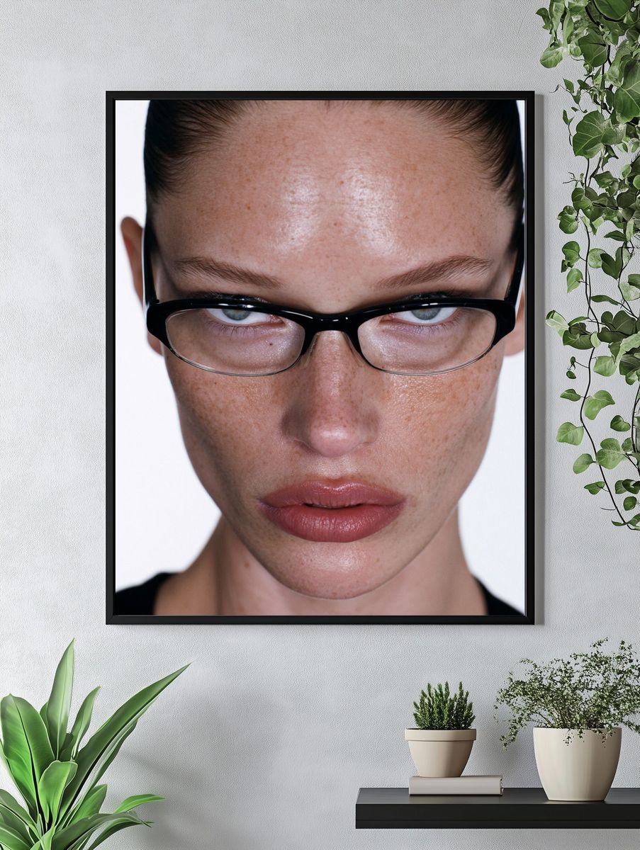 Intense Glasses Portrait Print. — room view 4