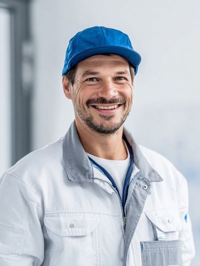 Smiling Worker Portrait Photography Poster. poster print