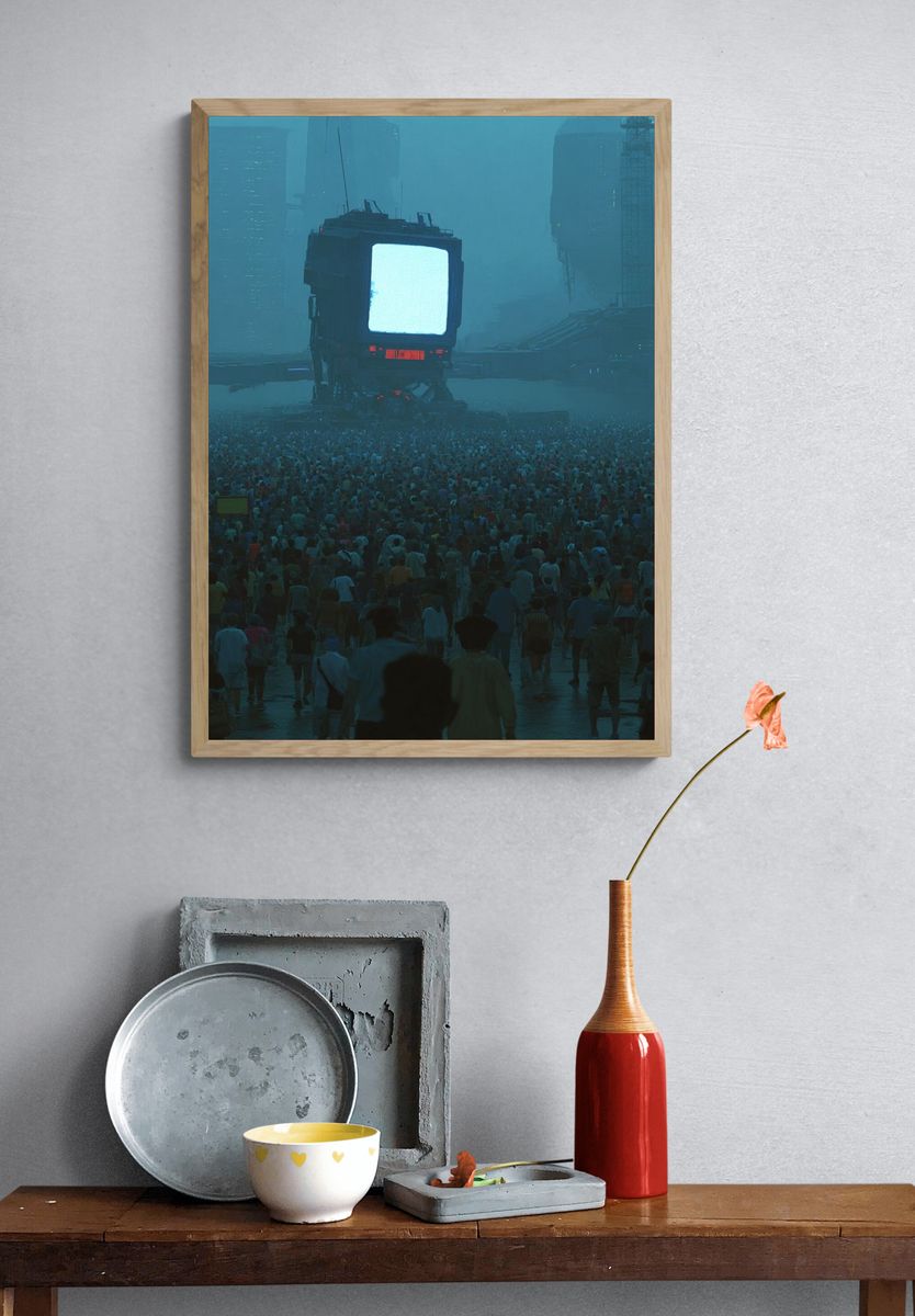 Futuristic Concert Crowd Photography Poster. — room view 3