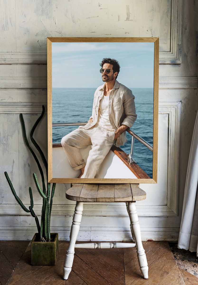 Seaside Yacht Portrait Photography Poster. — room view 1