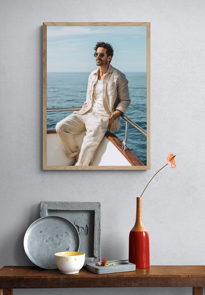 Seaside Yacht Portrait Photography Poster. — room view 3