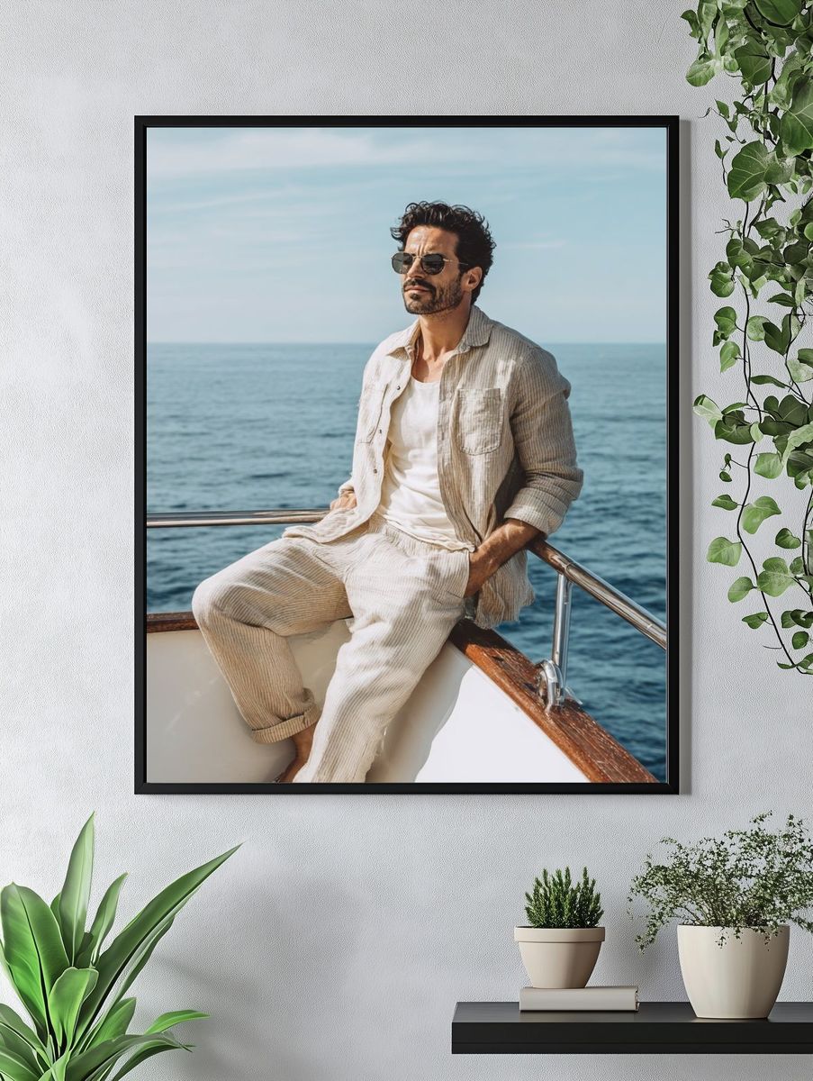 Seaside Yacht Portrait Photography Poster. — room view 4
