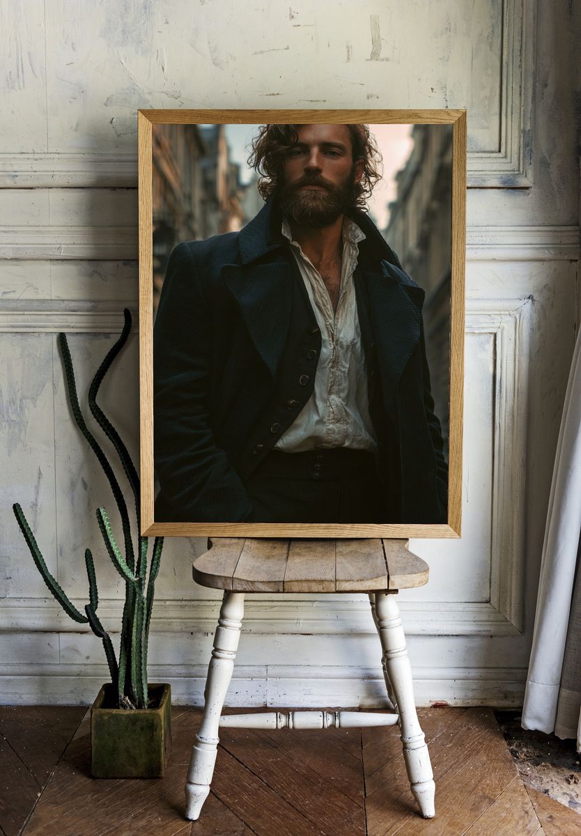 Moody Bearded Portrait Photography Poster. — room view 1