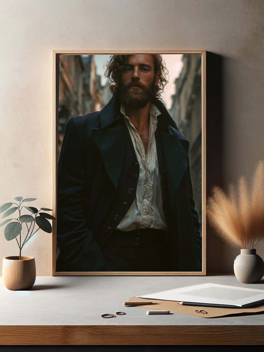 Moody Bearded Portrait Photography Poster. — room view 2
