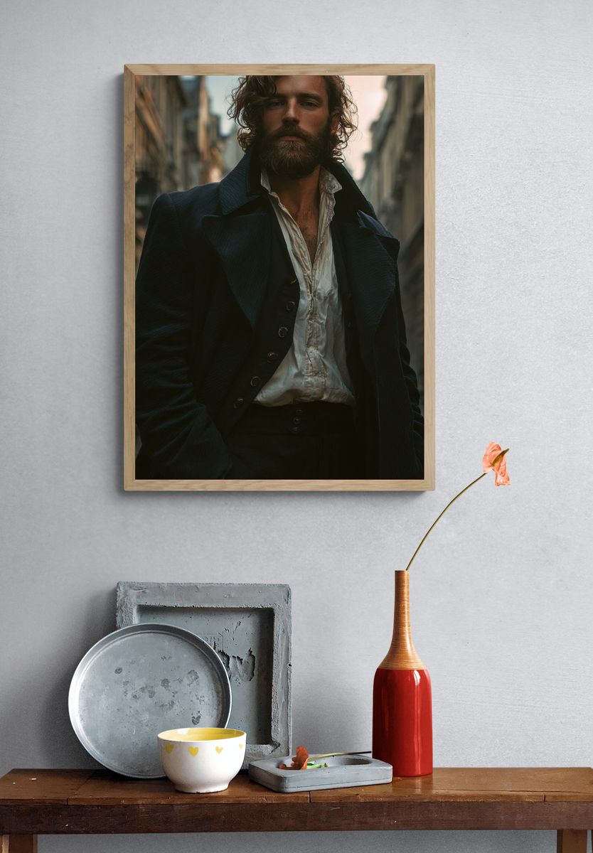 Moody Bearded Portrait Photography Poster. — room view 3