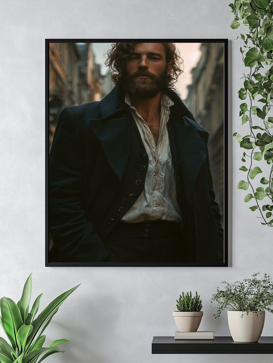 Moody Bearded Portrait Photography Poster. — room view 4
