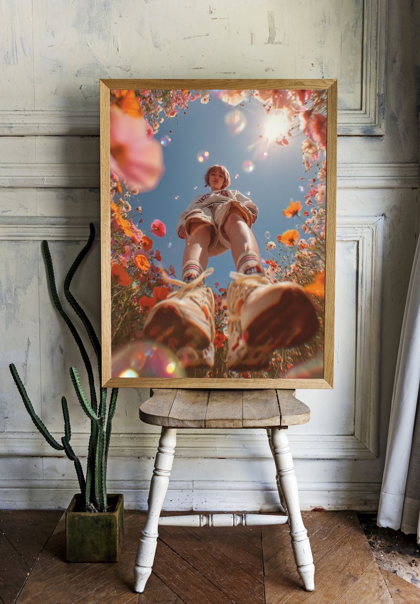 Flower Field Portrait Photography Poster. — room view 1