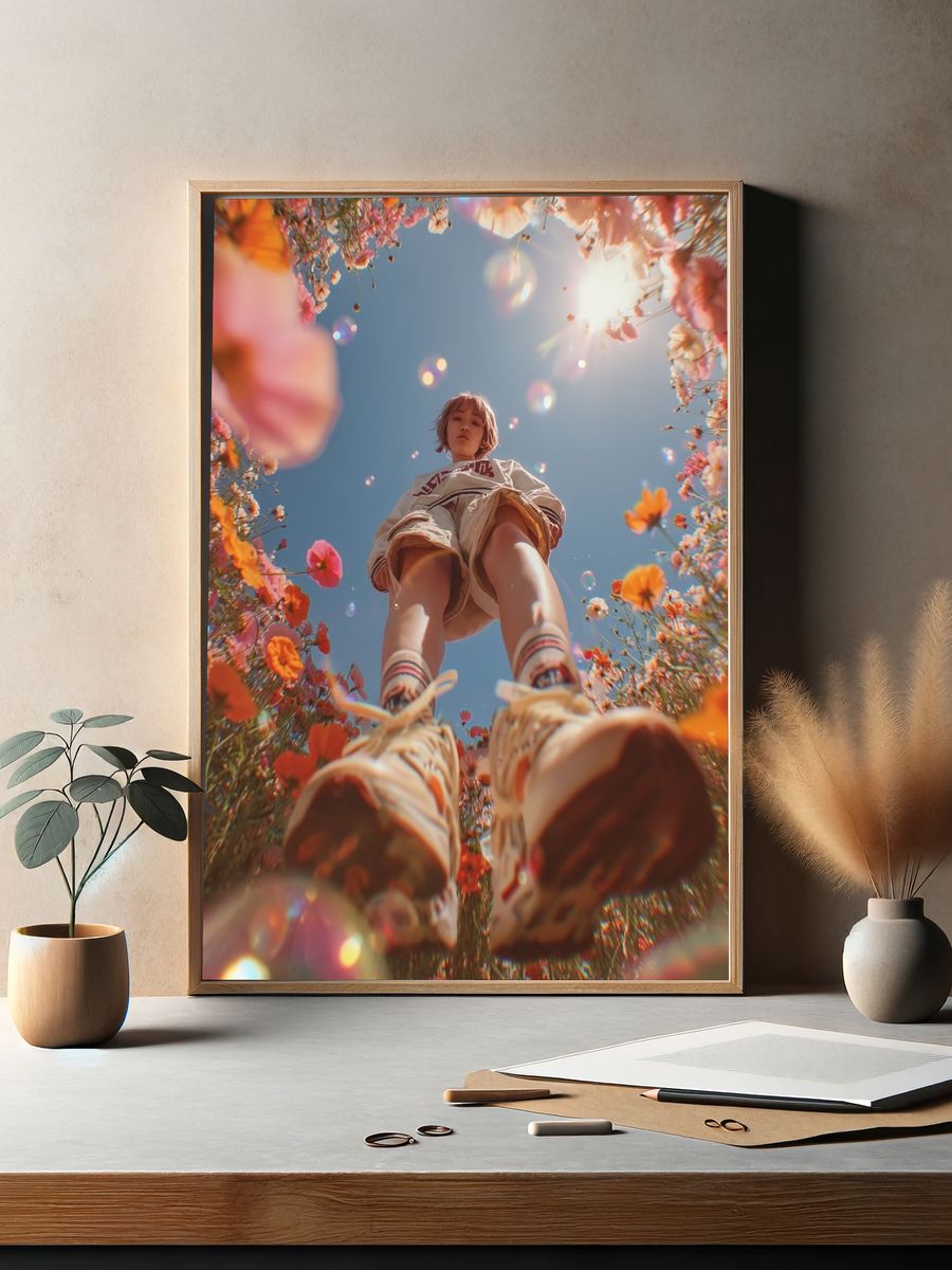 Flower Field Portrait Photography Poster. — room view 2