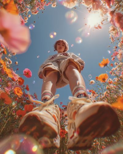 Flower Field Portrait Photography Poster. poster print